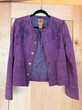 Vintage Tory Burch Leather Fringe Jacket